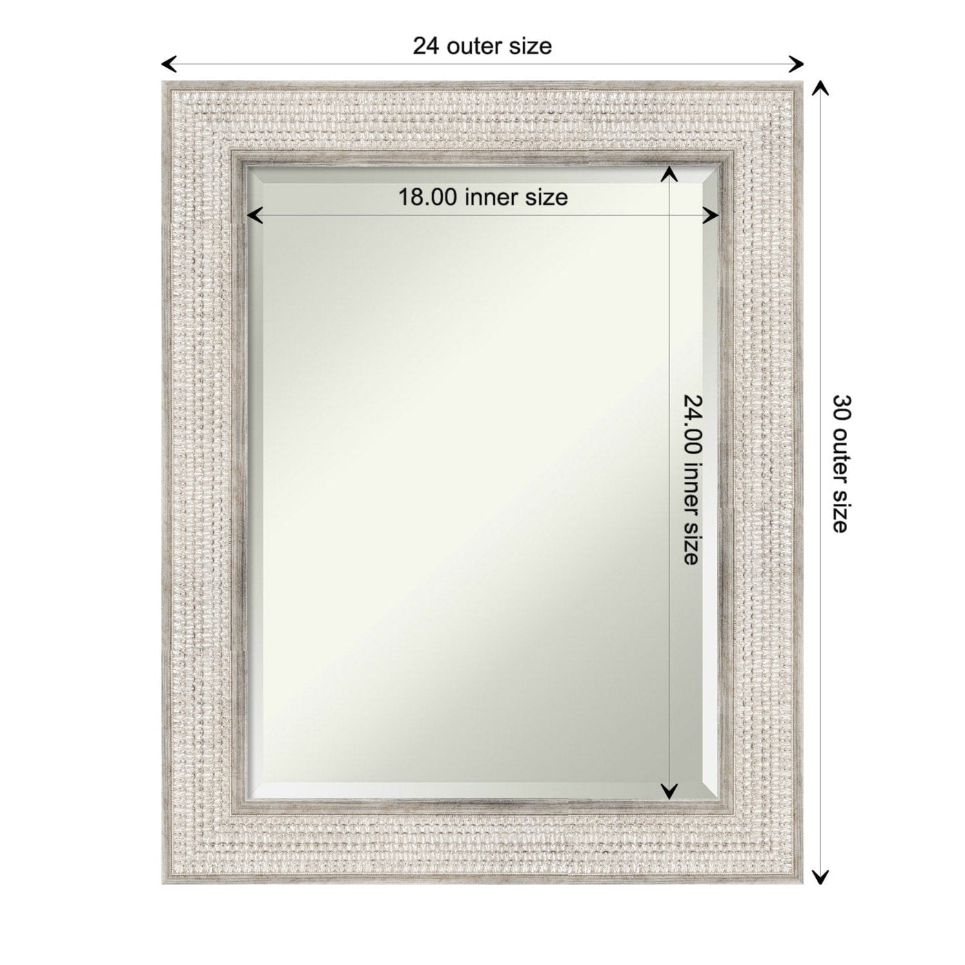 Miroir mural de salle de bain en bois biseauté - Cadre argenté Treillis - Argent Treillis