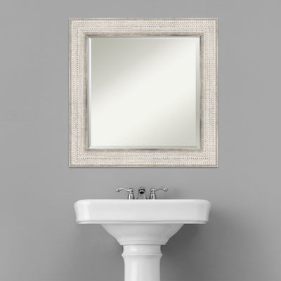 Miroir mural de salle de bain en bois biseauté - Cadre argenté Treillis - Argent Treillis