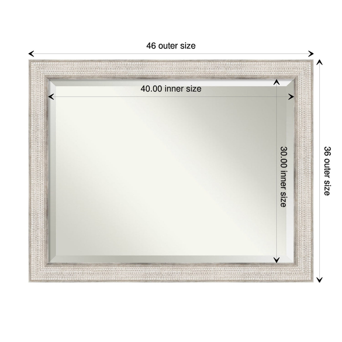 Miroir mural de salle de bain en bois biseauté - Cadre argenté Treillis - Argent Treillis