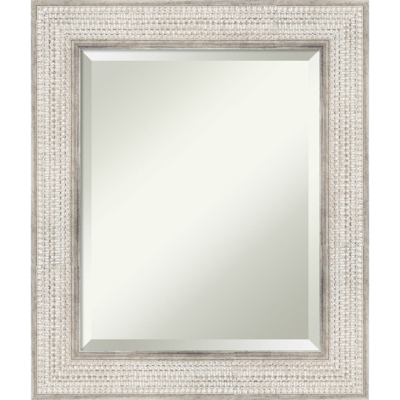 Miroir mural de salle de bain en bois biseauté - Cadre argenté Treillis - Argent Treillis