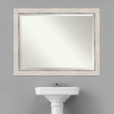 Miroir mural de salle de bain en bois biseauté - Cadre argenté Treillis - Argent Treillis