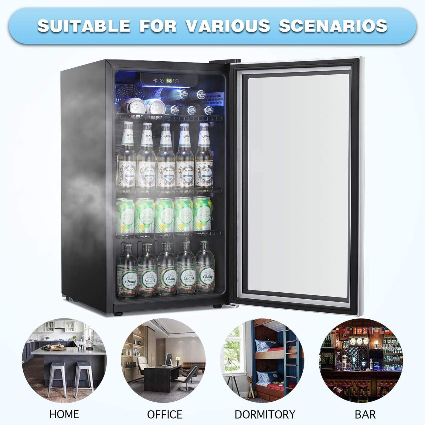 Réfrigérateur à boissons - Mini réfrigérateur 120 canettes avec porte vitrée