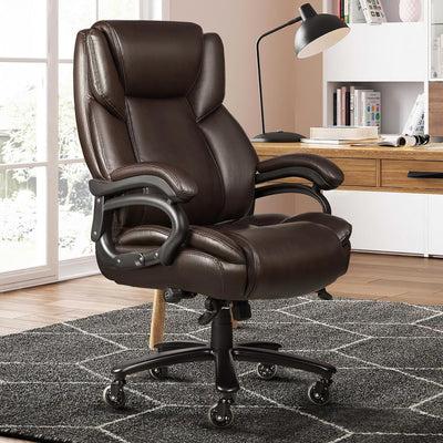 Chaise de bureau exécutive Bossin Big and Tall, chaise ergonomique à support lombaire réglable de 500 lb avec dossier haut en cuir PU pour ordinateur