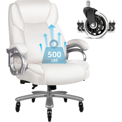 Chaise de bureau exécutive Bossin Big and Tall, chaise ergonomique à support lombaire réglable de 500 lb avec dossier haut en cuir PU pour ordinateur