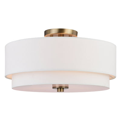Plafonnier moderne du milieu du siècle de Burnaby avec abat-jour tambour en lin blanc