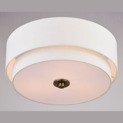 Plafonnier moderne du milieu du siècle de Burnaby avec abat-jour tambour en lin blanc