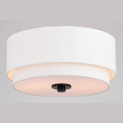 Plafonnier moderne du milieu du siècle de Burnaby avec abat-jour tambour en lin blanc