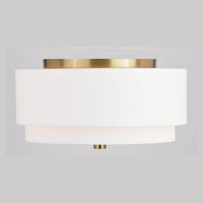 Plafonnier moderne du milieu du siècle de Burnaby avec abat-jour tambour en lin blanc