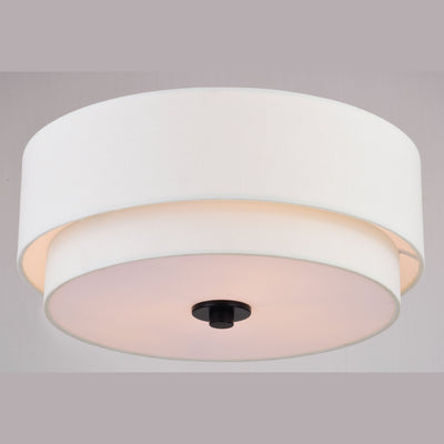 Plafonnier moderne du milieu du siècle de Burnaby avec abat-jour tambour en lin blanc