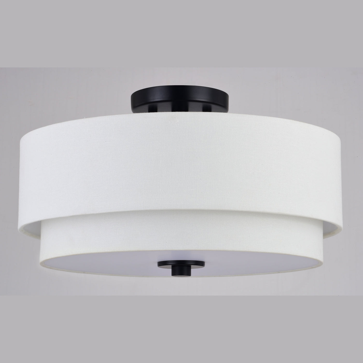 Plafonnier moderne du milieu du siècle de Burnaby avec abat-jour tambour en lin blanc