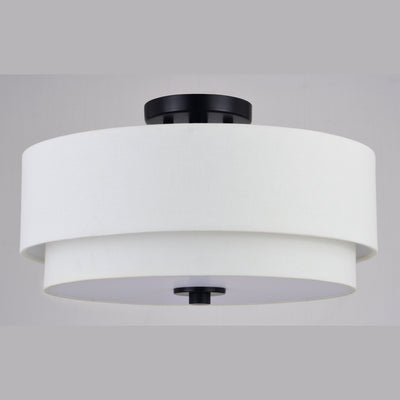 Plafonnier moderne du milieu du siècle de Burnaby avec abat-jour tambour en lin blanc