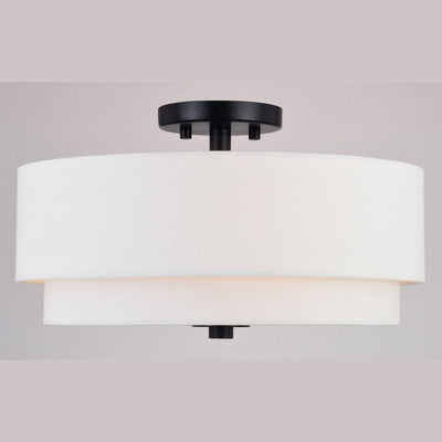 Plafonnier moderne du milieu du siècle de Burnaby avec abat-jour tambour en lin blanc