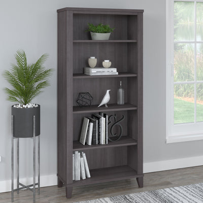 Bibliothèque haute à 5 étagères Bush Furniture Somerset avec tablettes réglables