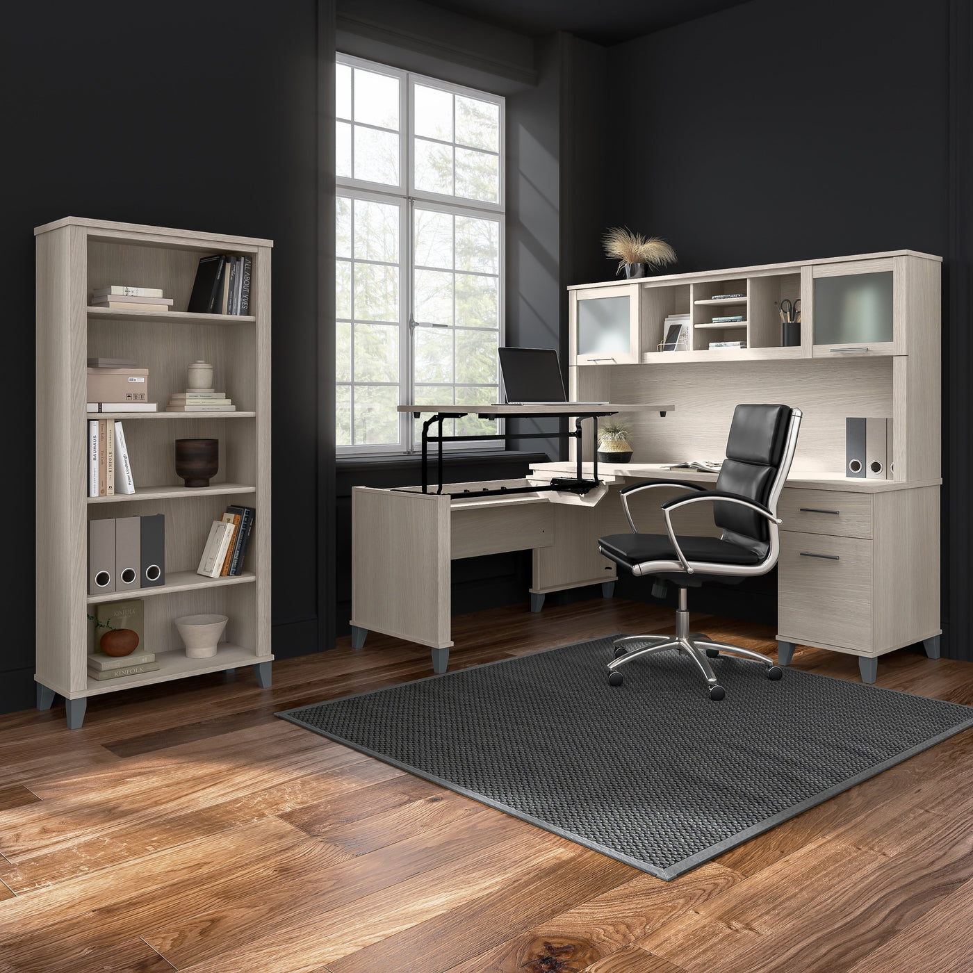 Bibliothèque haute à 5 étagères Bush Furniture Somerset avec tablettes réglables
