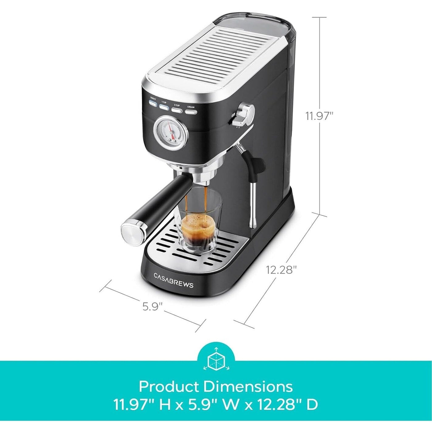 Machine à expresso CASABREWS CM5418 20 bars avec buse vapeur pour mousse de lait