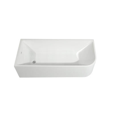 Baignoires autoportantes en acrylique CB HOME 59''/67'', baignoires simples contre le mur, trop-plein gauche/droite