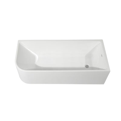 Baignoires autoportantes en acrylique CB HOME 59''/67'', baignoires simples contre le mur, trop-plein gauche/droite