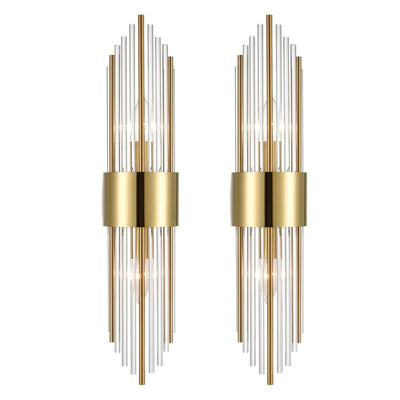 Applique murale moderne en métal Cabrera avec de belles tiges en verre transparent pour salle de bain, lot de 2