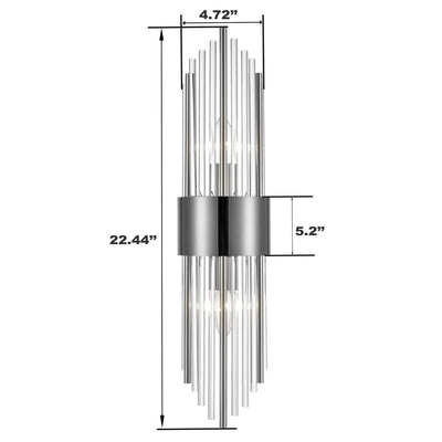Applique murale moderne en métal Cabrera avec de belles tiges en verre transparent pour salle de bain, lot de 2