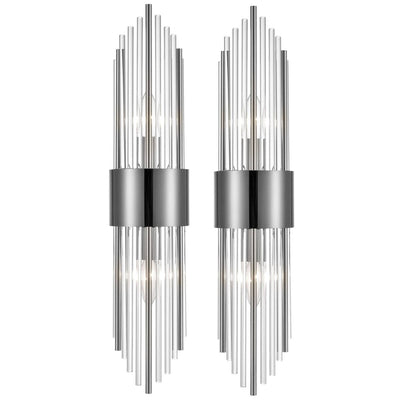 Applique murale moderne en métal Cabrera avec de belles tiges en verre transparent pour salle de bain, lot de 2