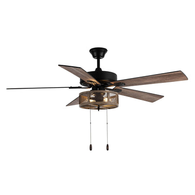 Ventilateur de plafond LED de style ferme en métal brossé Carbon Loft 52