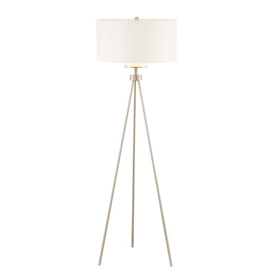 Lampadaire trépied en métal INK+IVY Pacific avec abat-jour en verre