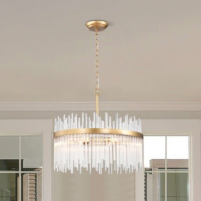 Lustre Casandra 5 lumières en bronze brillant avec barres en verre transparent - Bronze brillant