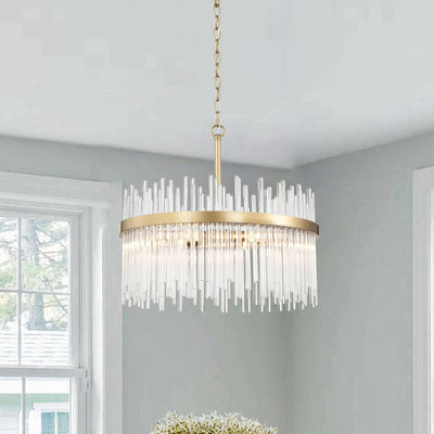 Lustre Casandra 5 lumières en bronze brillant avec barres en verre transparent - Bronze brillant