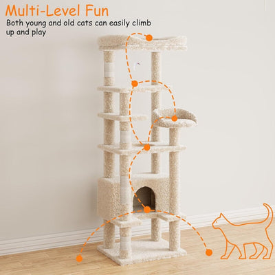 Arbre à chat, tour à chat à plusieurs niveaux avec griffoir