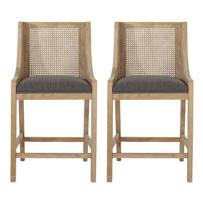 Tabourets de bar Christopher Knight Home Cataldo en tissu, bois et rotin, 25,5 pouces (lot de 2)