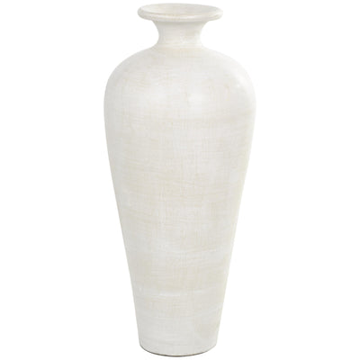 Grand vase décoratif de sol en céramique de forme amphore - Blanc - Roche River Decor