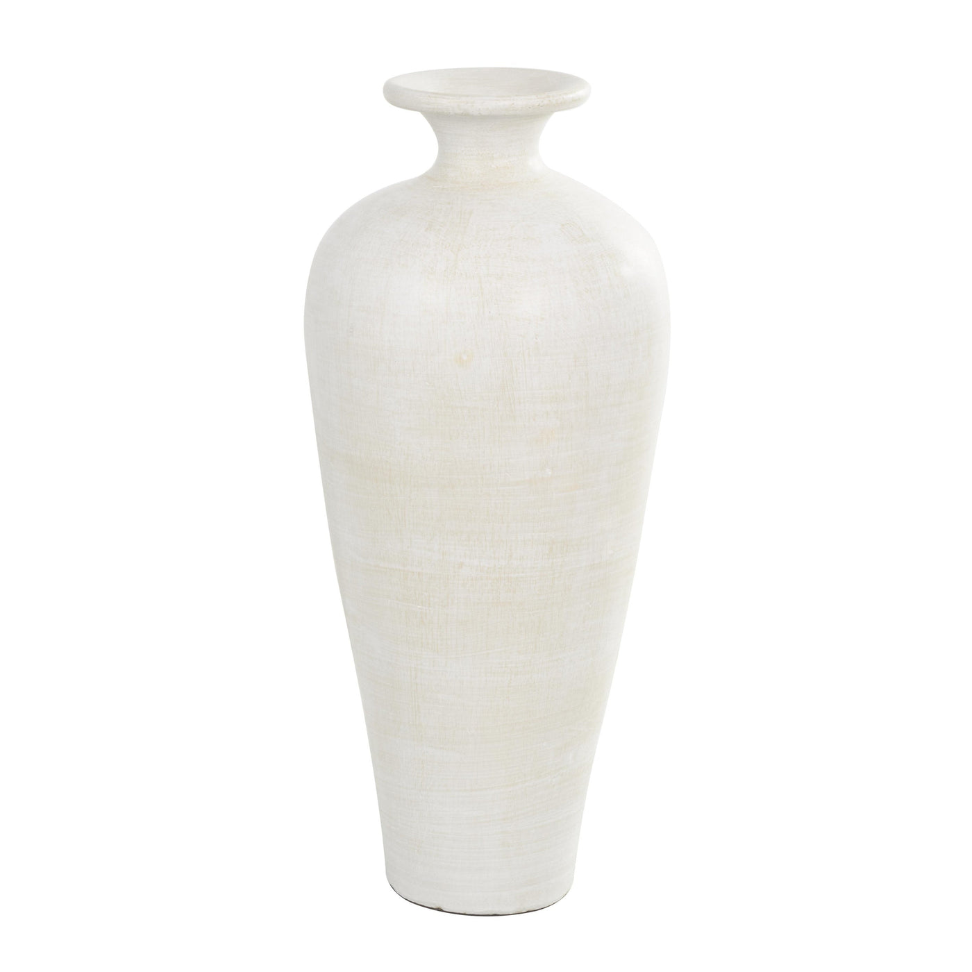 Grand vase décoratif de sol en céramique de forme amphore - Blanc - Roche River Decor