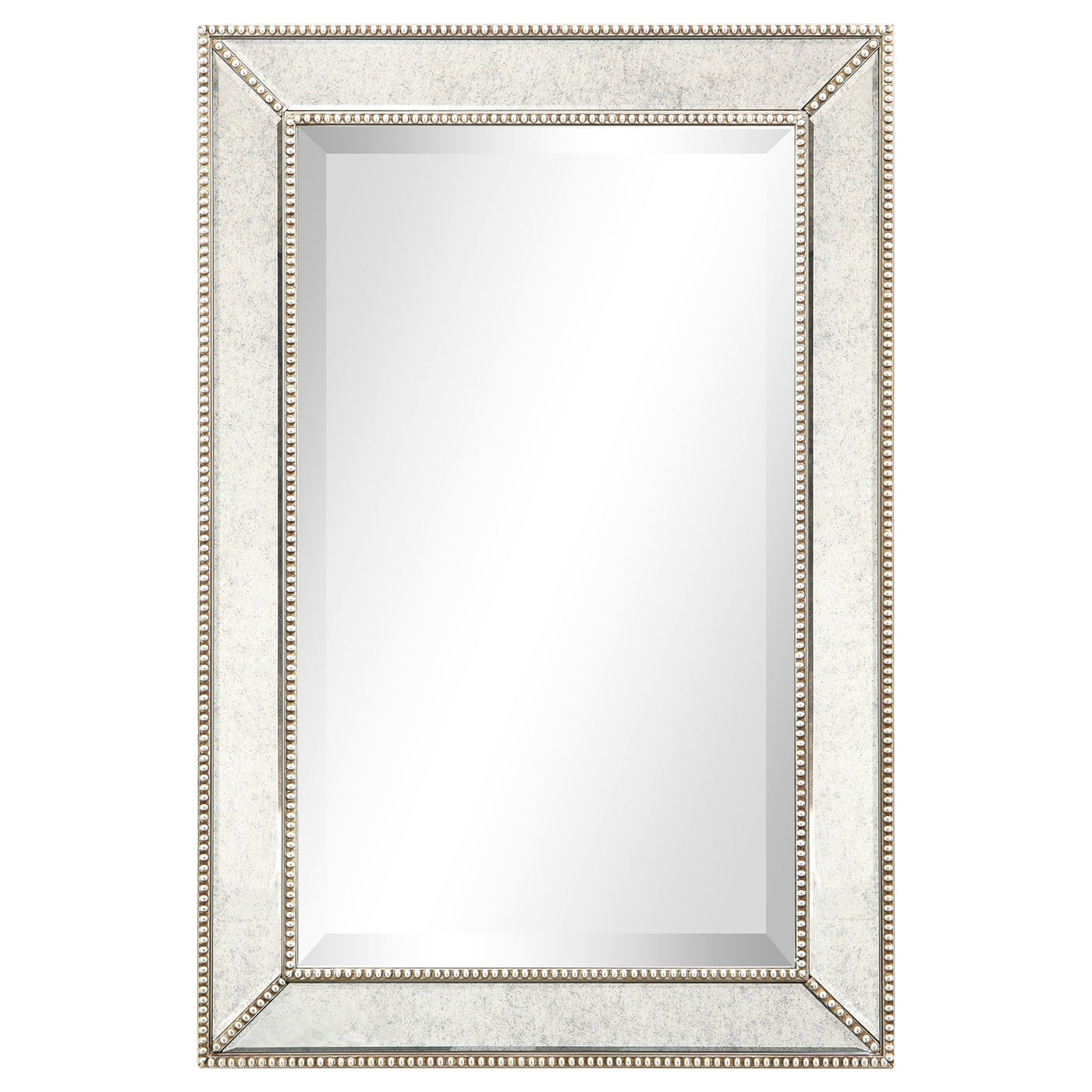 Miroir mural rectangulaire biseauté en perles de champagne - Transparent