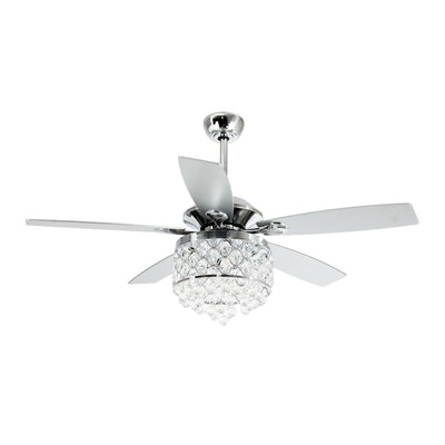 Lustre/ventilateur de plafond à 4 lumières en chrome/cristal avec télécommande