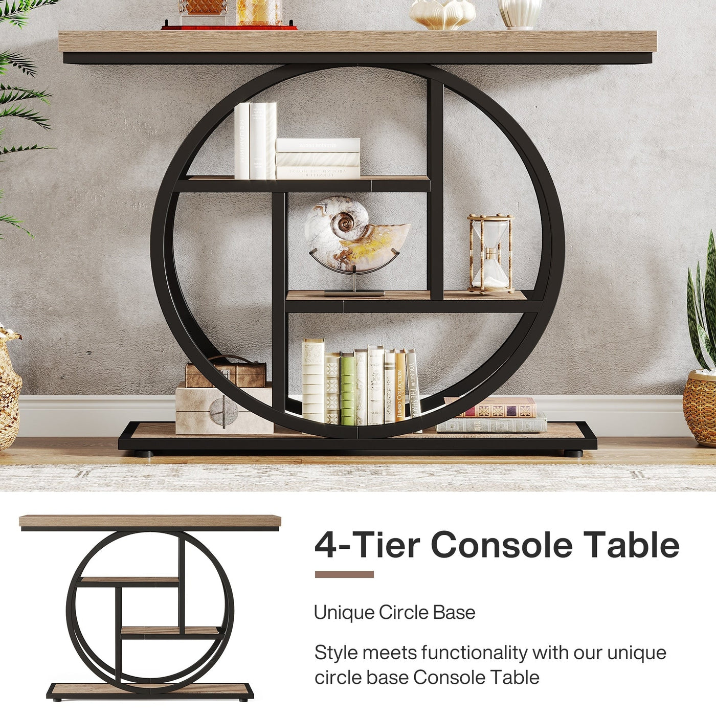 Console d'entrée, table de canapé industrielle à 4 niveaux derrière le canapé