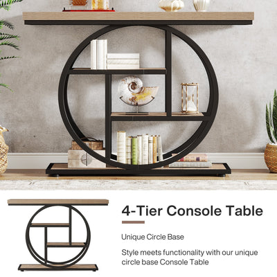 Console d'entrée, table de canapé industrielle à 4 niveaux derrière le canapé
