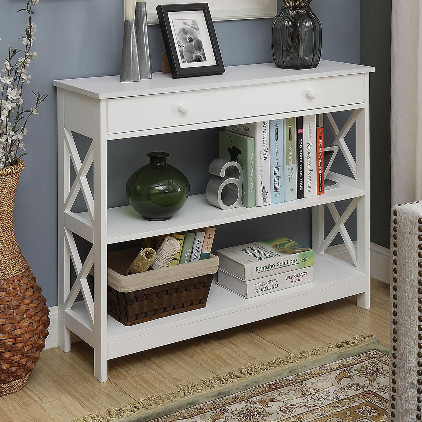 Console Oxford à 1 tiroir avec étagères Convenience Concepts
