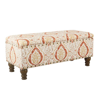 Banc de rangement rembourré Copper Grove Muscari avec bordure cloutée