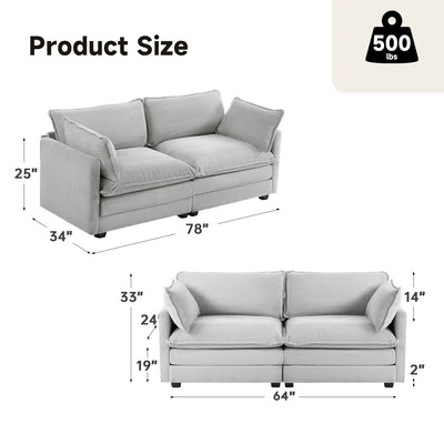 Canapé sectionnel en velours côtelé avec poufs amovibles et coussins ultra-doux pour salon et chambre