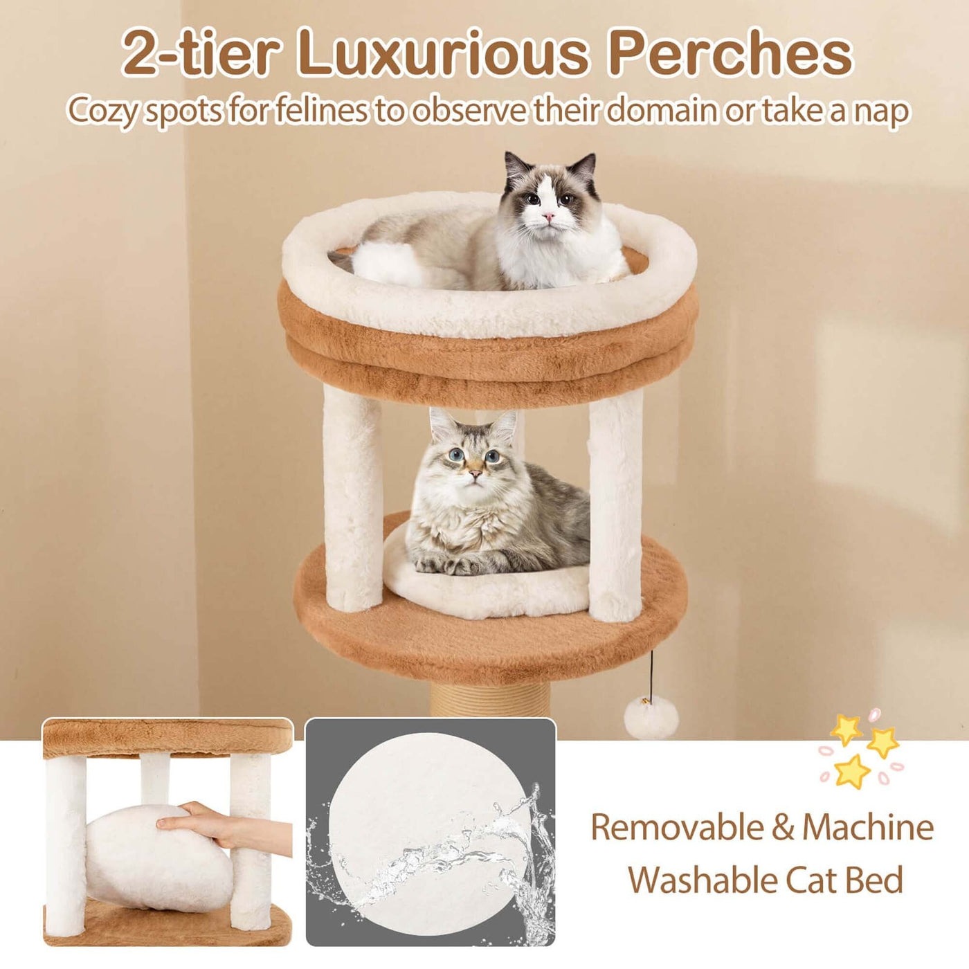 Arbre à chat Costway 65 pouces haut pour intérieur avec perchoir rembourré autonettoyant - Voir les détails