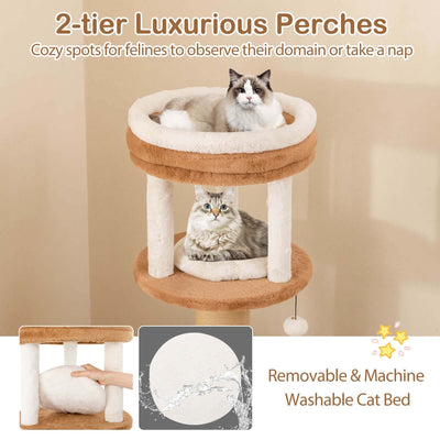 Arbre à chat Costway 65 pouces haut pour intérieur avec perchoir rembourré autonettoyant - Voir les détails