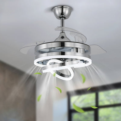 Ventilateur de plafond rétractable Cusp Barn 42 avec lumières et télécommande DIY Forme Fandelier Moderne Silencieux Moteur CC Plafonnier LED