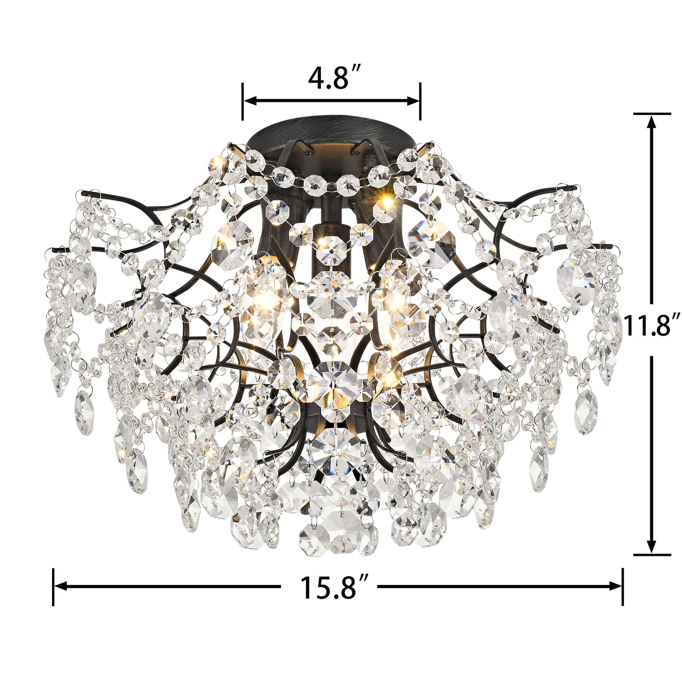 Plafonnier d'intérieur élégant à 3 lumières en cristal Dalia