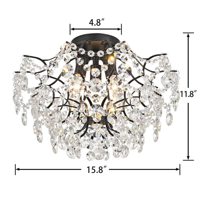 Plafonnier d'intérieur élégant à 3 lumières en cristal Dalia