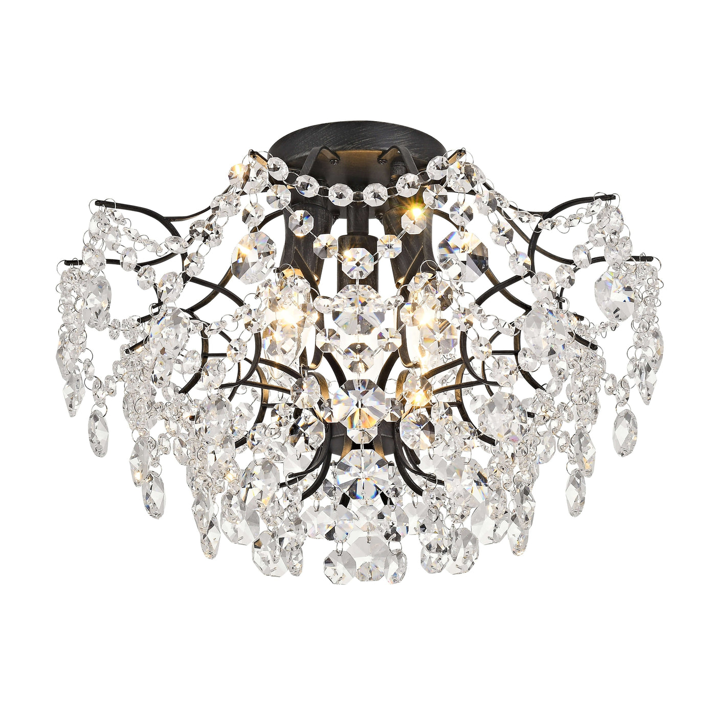Plafonnier d'intérieur élégant à 3 lumières en cristal Dalia