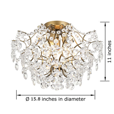 Plafonnier d'intérieur élégant à 3 lumières en cristal Dalia