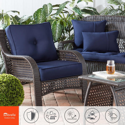 Ensemble de coussins d'extérieur à siège profond Sunbrella de qualité supérieure, 2 pièces