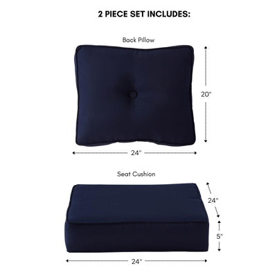 Ensemble de coussins d'extérieur à siège profond Sunbrella de qualité supérieure, 2 pièces