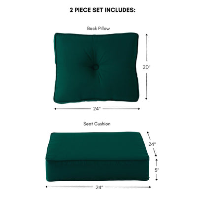 Ensemble de coussins d'extérieur à siège profond Sunbrella de qualité supérieure, 2 pièces
