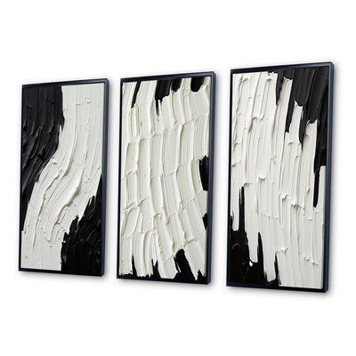 Designart Momentary Spirit Noir et Blanc Abstrait II Peinture Abstraite Cadre Galerie Murale Ensemble De 3 Pour La Décoration Intérieure